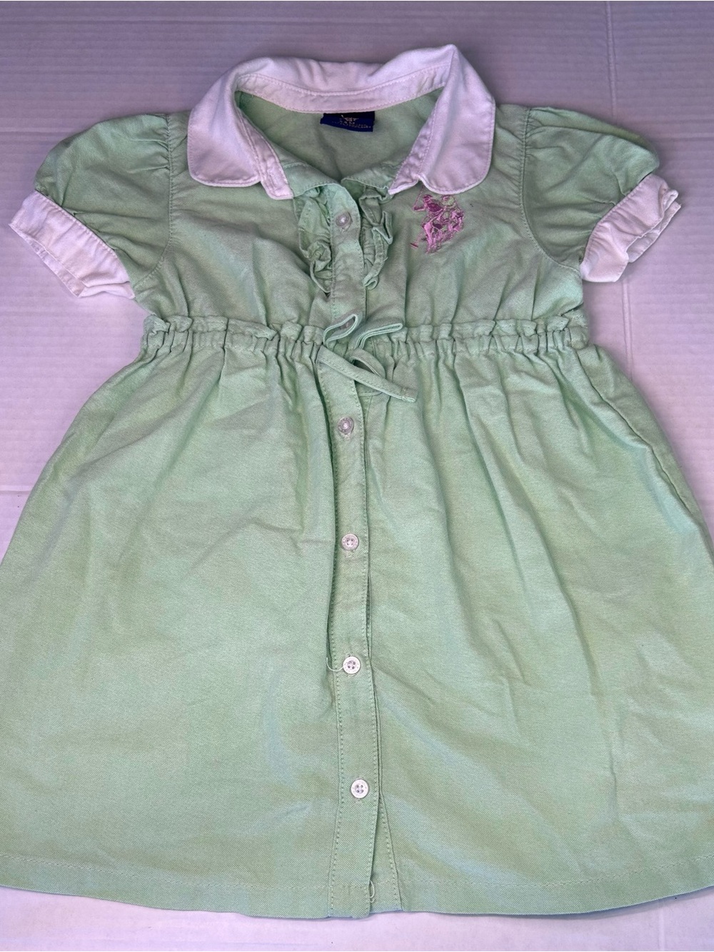 U.S. Polo Assn. Light Green Polo Dress with White Collar